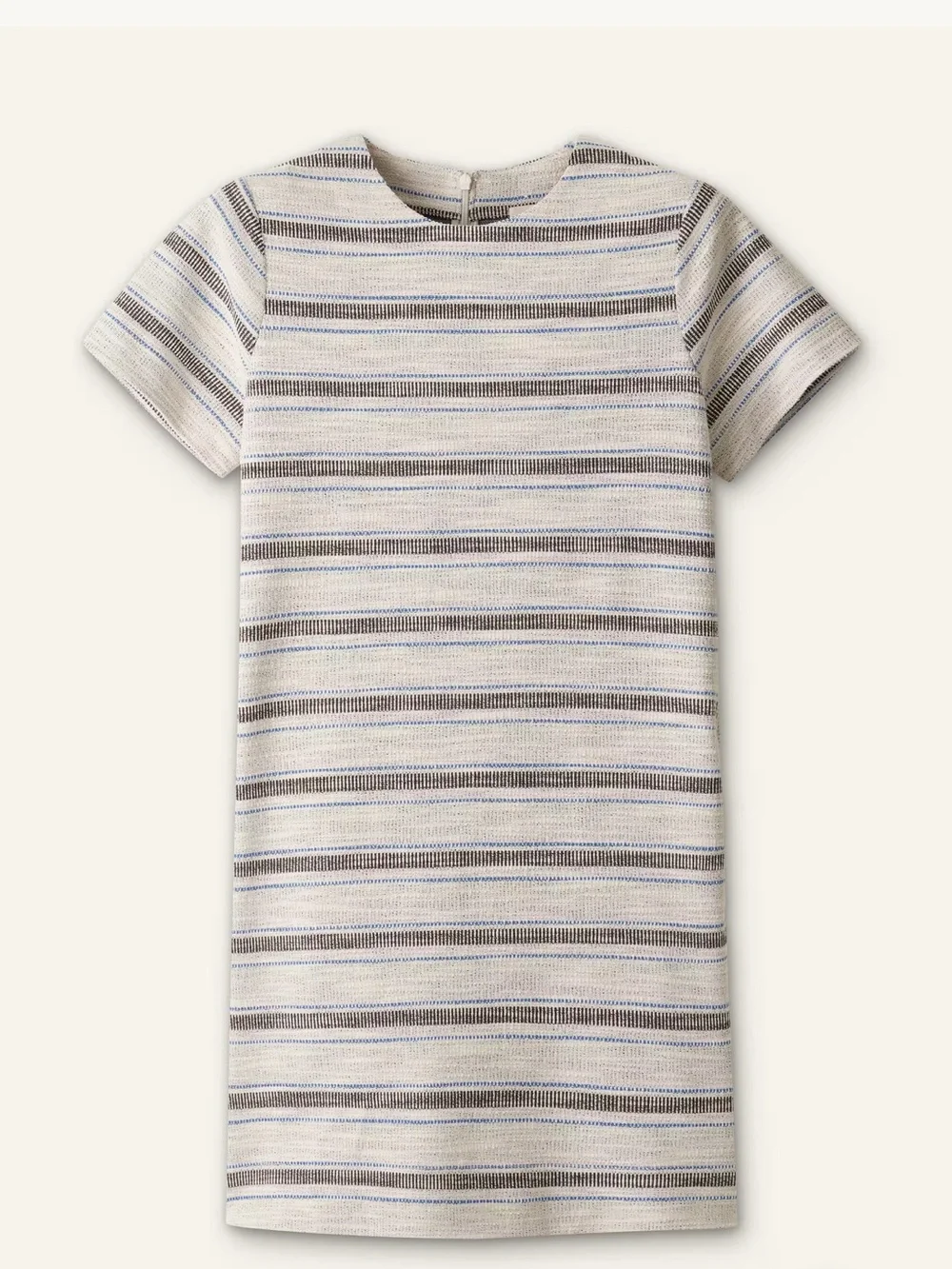 ME+EM Cream and Light Blue Striped Short Sleeve Shift Dress - Picture 2 of 3